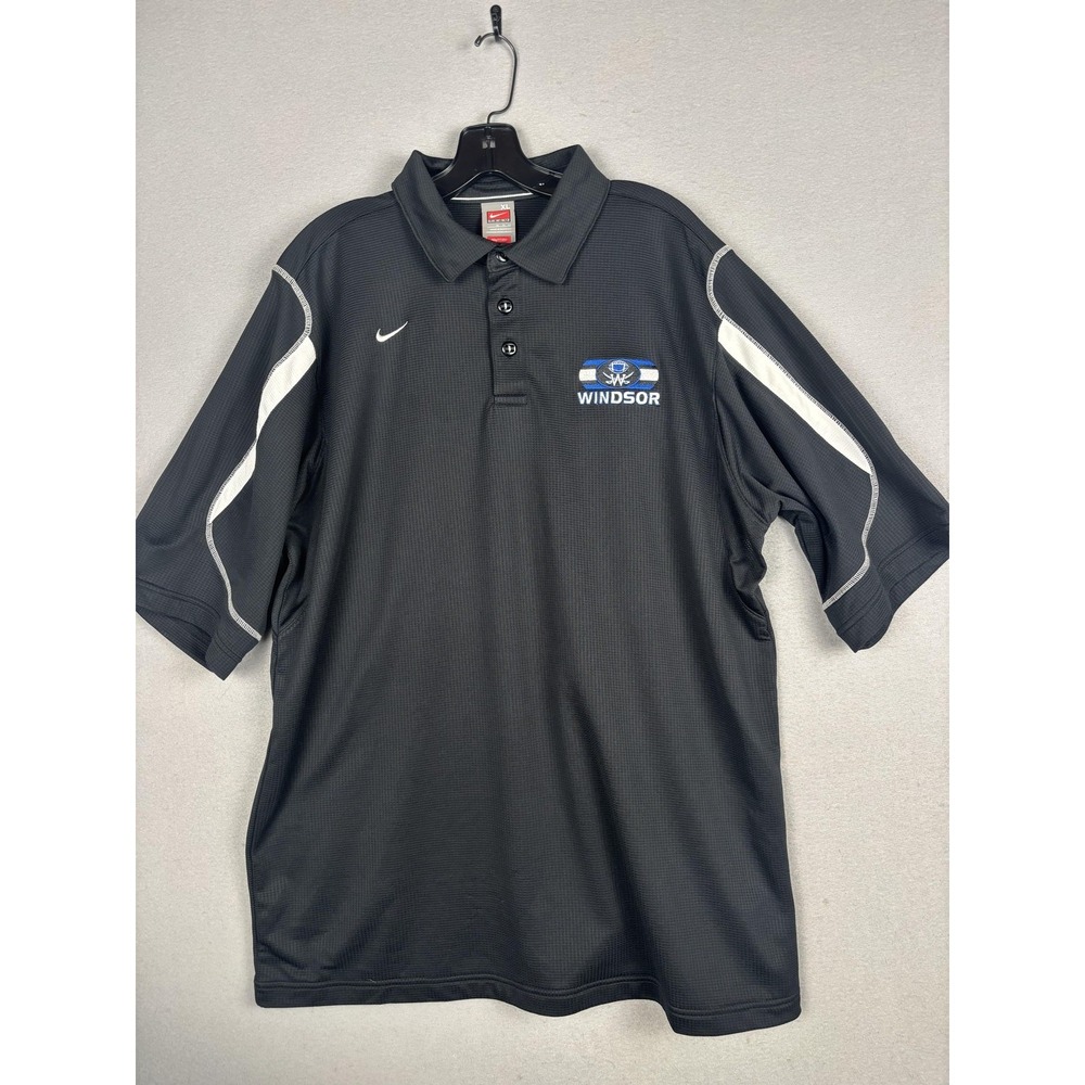 Vtg Nike Fit Dry Polo Shirt Mens XL Gray Windsor Football Team Performance Mesh